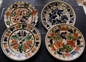4 db jelzett korondi kerámia tányér / 4 majolica plates from Korond
