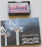 cca 1940 8 db borotvapenge és papír: Új huszár, Tátra és Vitéz