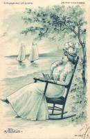 Lady hold to light litho