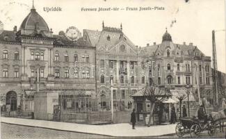 Újvidék Franz Joseph square Grand Hotel Mayer and the shop of Gusztáv Récsei