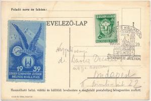 1939 Levelezőlap Szegedi Szabadtéri Játékok levélzáróval, alkalmi bélyegzéssel