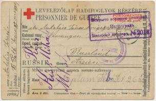 1916 Portómentes levelezőlap hadifogolyok részére hadifogságba