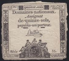 Franciaország 1792 15S "Assignata" T: 3 (apró szakadés)