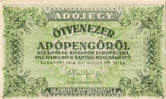 1946. 50.000AP látványos hátlapi szövegfesték átütéssel! T:I-