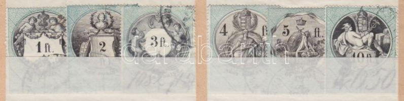 1873 II. Okmánybélyeg sor 6 db klf Ft értéke