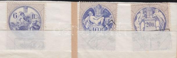 1891 Okmánybélyeg sor 6Ft, 10Ft és 20Ft értéke