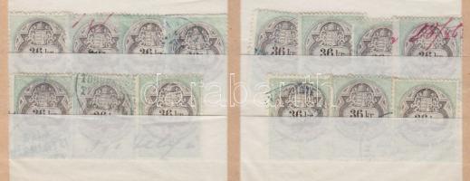 1868 Okmánybélyeg sor 14 db 36kr értéke, szép betűvízjelekkel