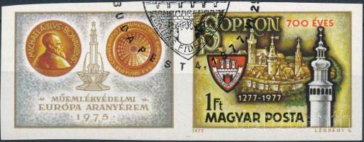 1977 Sopron vágott szelvényes bélyeg