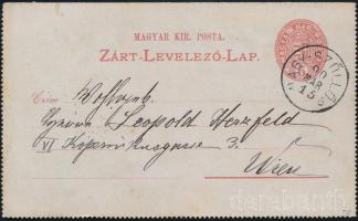 1890 Zárt levelezőlap "NAGY-SZŐLLŐS" - "MARIAHILF / WIEN"