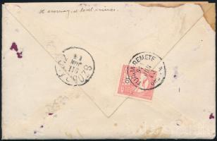 1911 Komplett levél Turul 10f hátoldali bérmentesítéssel, TURJA-REMETE / UNG. VM. - SZOBRÁNCZ
