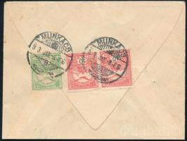 1913 Levél Turul 5f + 2x10f hátoldali bérmentesítéssel az USA-ba küldve, MUNKÁCS - New York