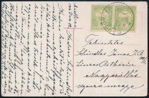 1916 Képeslap Turul 2x5f bérmentesítéssel, "SÁROSSZENTIMRE" - Nagyszőllős