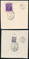 1938 2 db levéldarab "UNGVÁR VISSZATÉRT" bélyegzéssel