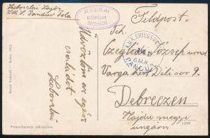 1916 Tábori posta képeslap Debrecenbe küldve kék / blue K.u.K. KRIEGSMARINE / S.M.S. PANDUR