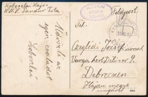 1915 Tábori posta képeslap Debrecenbe küldve "K.u.K. KRIEGSMARINE / S.M.S. PANDUR"
