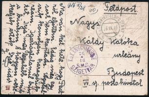 1916 Tábori posta képeslap Budapestre küldve K.u.K. KRIEGSMARINE / S.M.S. SZIGETVÁR, MFP / POLA