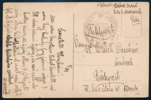1916 Tábori posta képeslap Budapest küldve S.M.SCHIFF / MONARCH