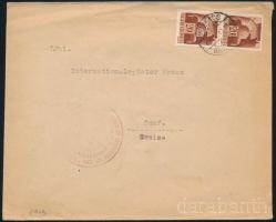 1943 Levél Hadvezérek 2 x 20f bélyeggel Svájca, cenzúrázva, "MUNKÁCS"