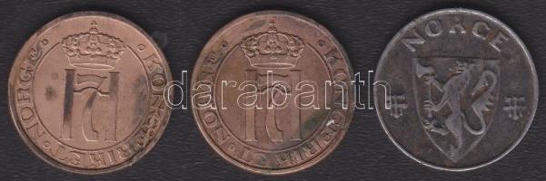 Norvégia 1937-1943. 3db klf 2Ore T:2/2-