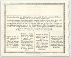 Ausztria 1911. 1K (2x) értékű lottószelvény T:I