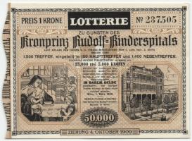 Ausztria 1909. 1K értékű lottószelvény T:I