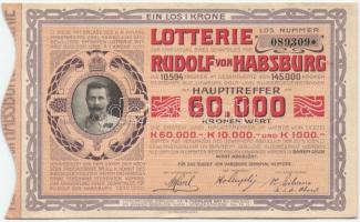 Ausztria 1911. 1K értékű Habsburg Rudolf által támogatott lottójáték szelvénye T:I