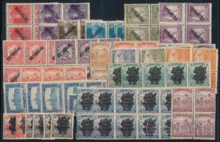 Kis magyar tétel az 1910-es, 1920-as évekből, benne Arató-Parlament, Köztársaság, Búzakalász javarészt összefüggésekben, stecklapon