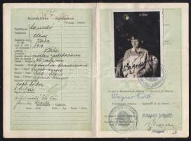 1933 Levente-gyerek fényképes útlevél  kiváló állapotban