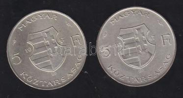 1947. 5Ft Ag "Kossuth" (2x) T:2 kis ph