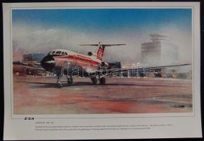 7 db repülőt ábrázoló nyomat: Jakovlev, Avia, Iljusin, Tupolev, stb