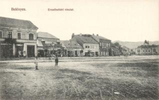 Belényes Erzsébet square with the shop of Kohn Salamon