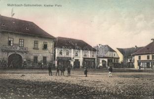 Szászsebes square Hotel Gold Lion and the shop of Cornelius Isacu