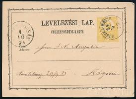 1873 Díjjegyes levelezőlap "RUSZKA-BÁNYA"