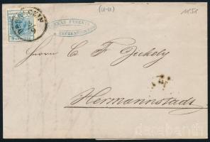 1858 9kr MP III festékhiányos bélyeg levélen "DEBRECZIN" - Hermannstadt