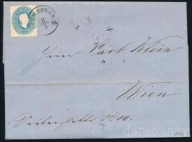 1863 15kr 3. zónás levélen "TEMESVÁR B. H." - Wien