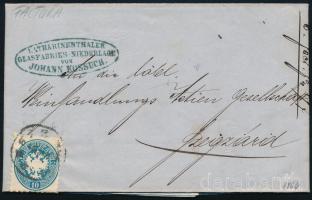 1864 10kr számlalevélen \"PESTH\" - \"SZEKSZÁRD\"