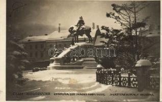 Kolozsvár King Mátyás statue in winter