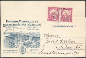 1929 2 x 8f perfin bélyeg levelezőlapon Bécsbe