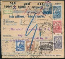 1927 Keskeny Madonna sor szállítólevélen Zágrábba, horvát portóval