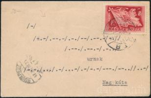 1948 Nyomtatvány Centenárium 8f bélyeggel Nagykátára, a címzés Morse-jelekkel írva!