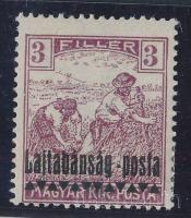 Nyugat-Magyarország III. 1921 Arató 3f nem hivatalos kiadás, hátoldali 50%-os felülnyomással és ellenőrző bélyegzéssel Bodor vizsgálójellel