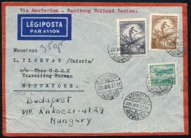 1936 Légi levél Holland Indián át Szingapúrba, onnan visszaküldve Budapestre