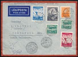 1936 Légi levél Holland Indián át Indonéziába, Jáva-szigetére Soerabayára, érkezési bélyegzéssel