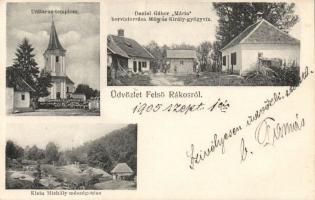 Felsőrákos with the lime store of Mihály Klein and the mineral water fountain of Gábor Daniel (EK)