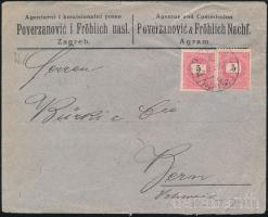 1899 2 x 5kr levélen Zágrábból Bernbe