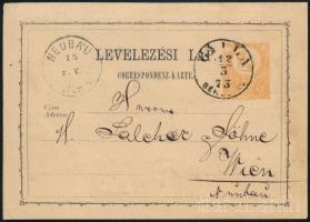 1873 2kr díjjegyes levelezőlap Gyuláról Bécsbe