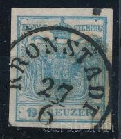 1850 9kr világos szürkéskék HP I., lemezhibák / light greyish blue, plate flaws "KRONSTADT"