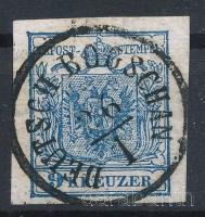 1850 9kr HP III. kék, vízjeles / blue, watermark "DEUTSCH-BOGSCHAN"