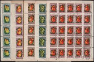 1954 Gyümölcsök sorból 40f, 50f, 60f, 80f, 1Ft teljes ívek