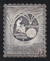 1979. ÁP bélyeg formájú Az első magyar aranypénz emlékére érem Ag (álló) T:PP